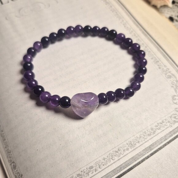 Gemstone with Heart Bead Bracelet - Picture 12 of 14